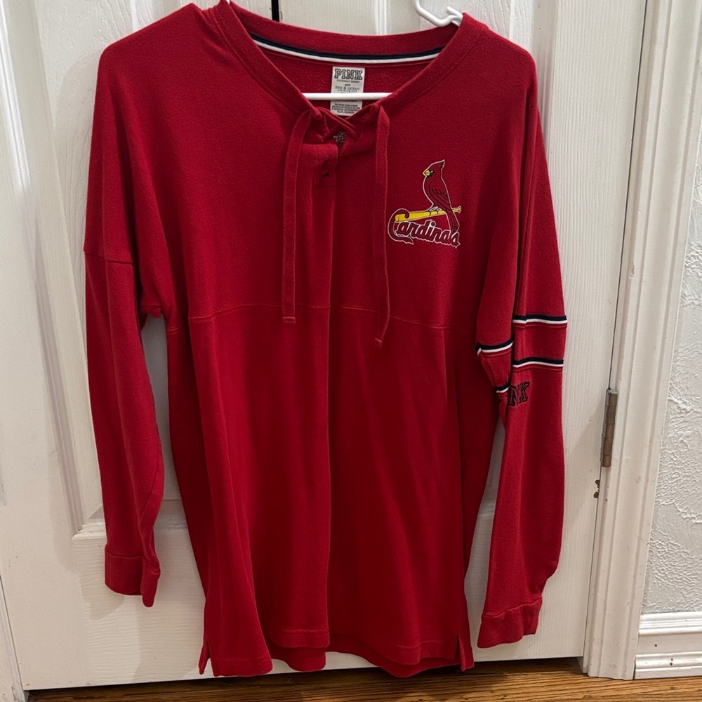 PINK Victoria's Secret Red Tie-Neck Top